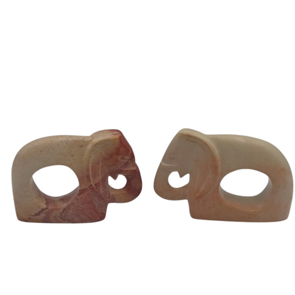 Elephant Napkin Rings‎ Set of 2 Stone Carved Made in Kenya Home Decor - Picture 1 of 12